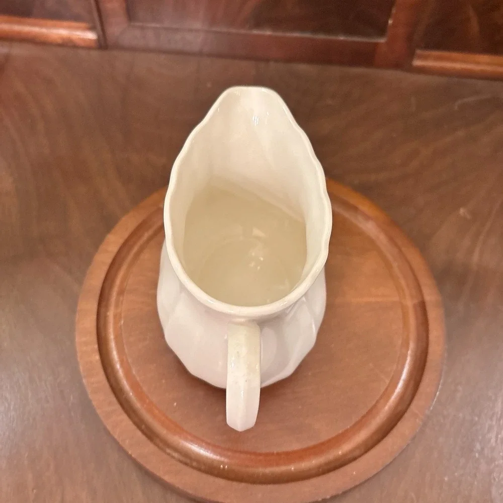 Vintage Lenox Casual Elegance Creamer Pitcher Ivory China Scalloped Rim USA